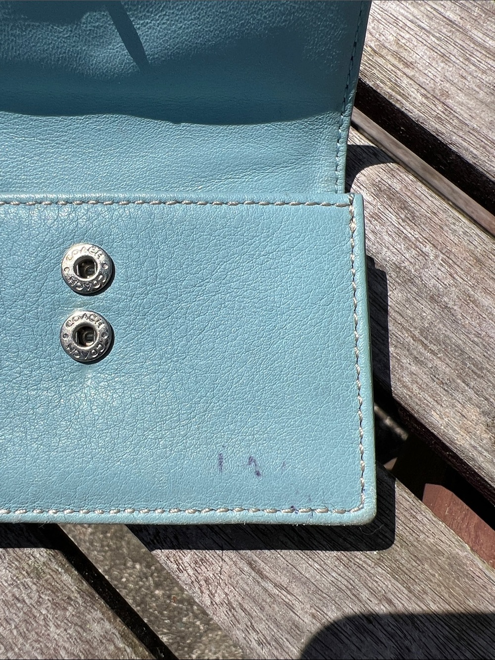 Coach Small Leather Wallet in Baby Blue - Picture 4 of 6